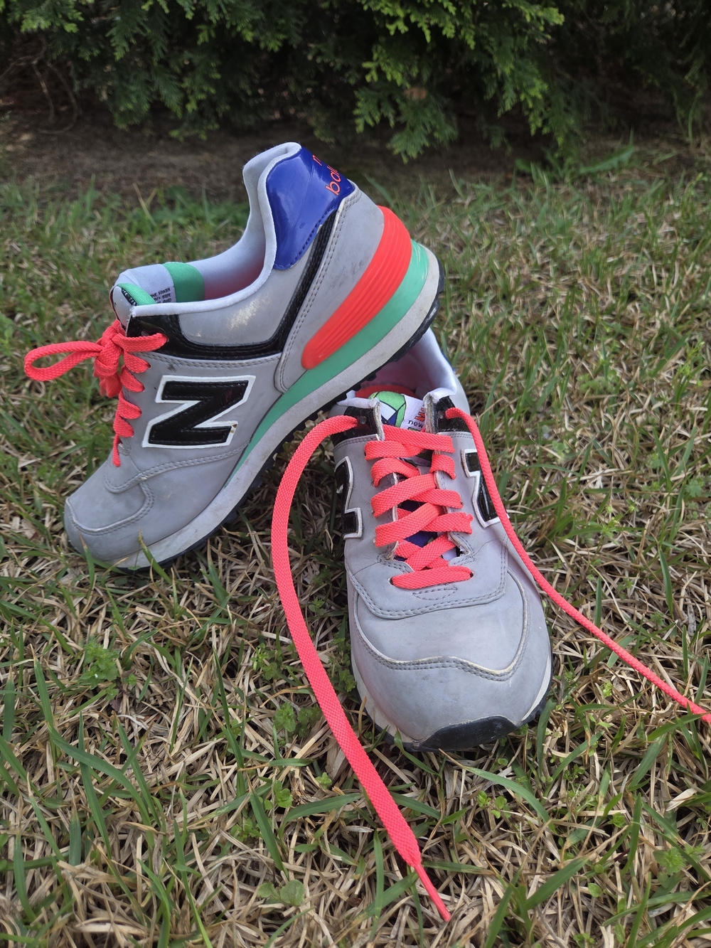 New Balance Gray Sneakers with Neon Pink Laces